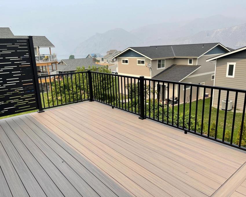 Custom decking and dark railing