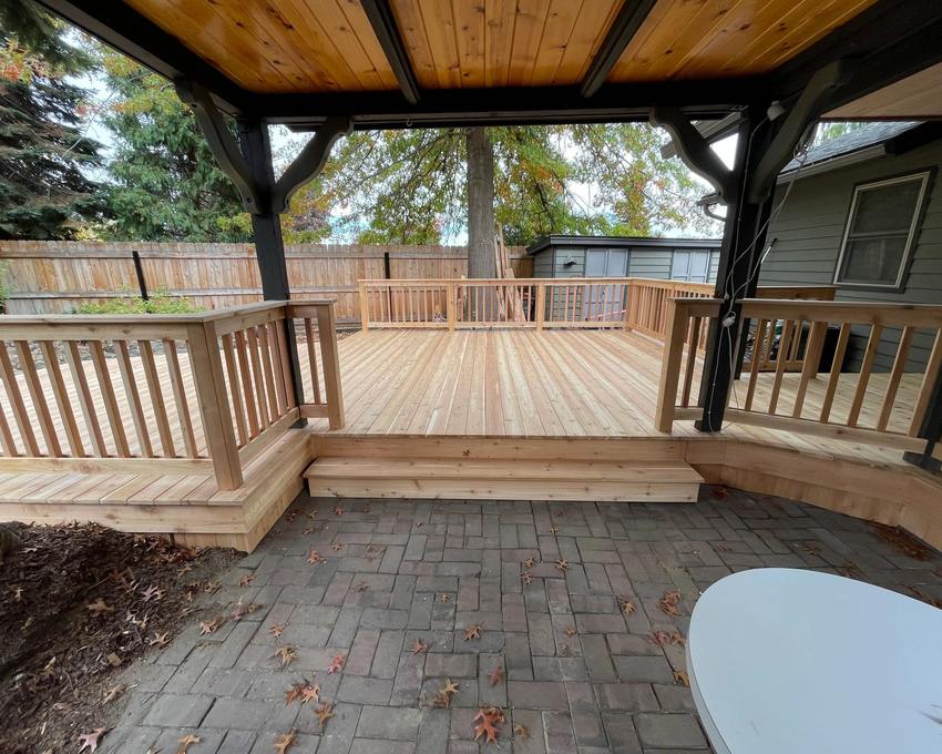 Deck improvement inspiration with timber cover