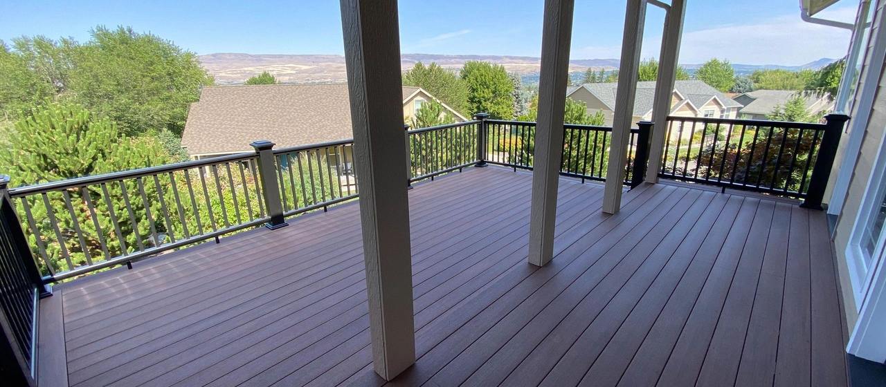 Outdoor living space with elevated deck